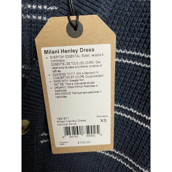 prAna Milani Henley Dress in Nautical Stripe Size XS NWT - Picture 9 of 9